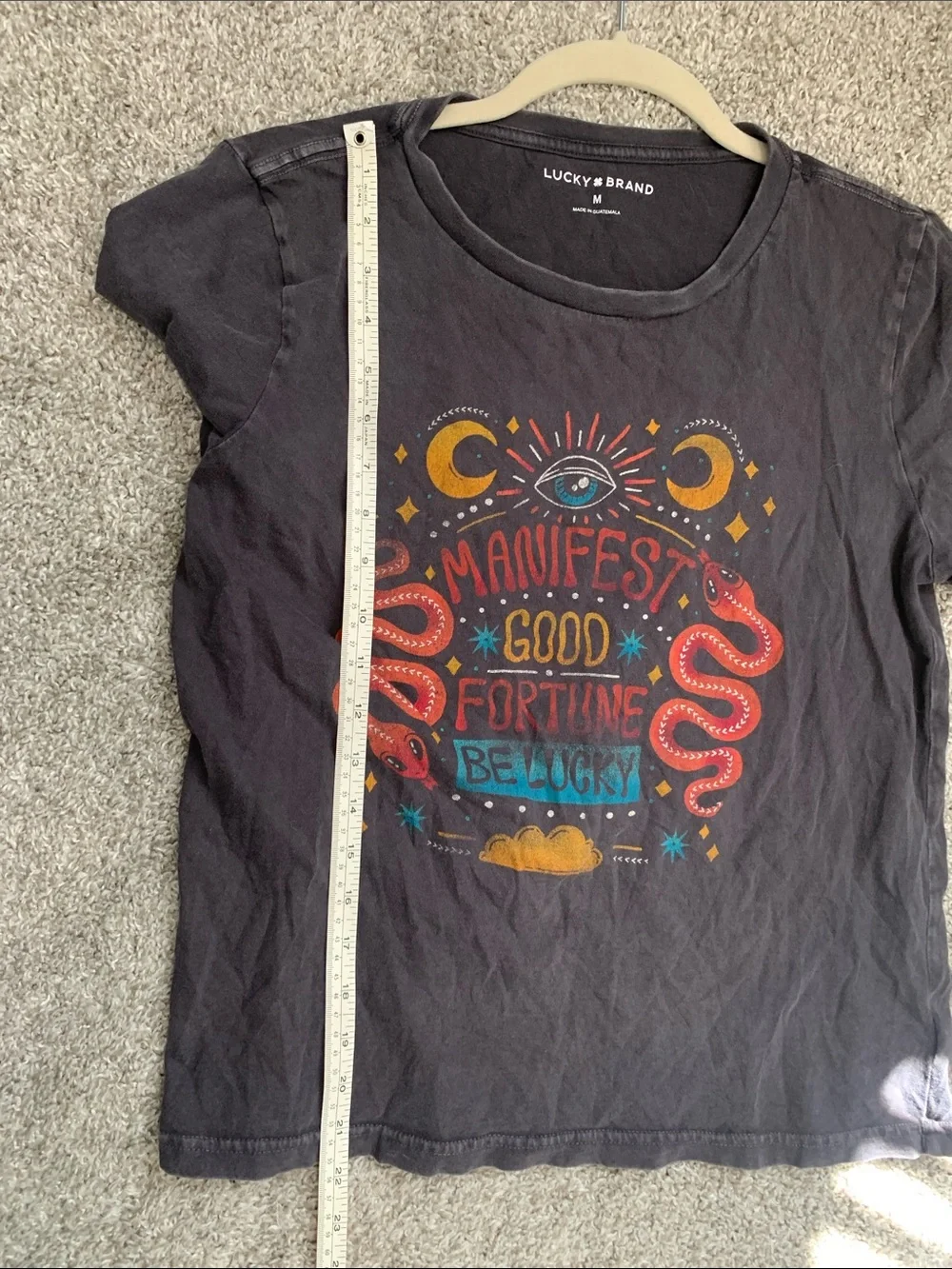 Lucky Brand Black Tee with Colorful 'Manifest Good Fortune' Graphic - Picture 5 of 5